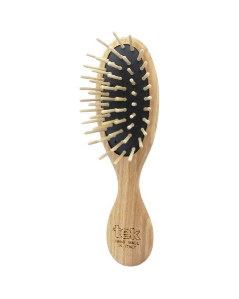 Small Oval Ash Wood Purse Brush with Cotton Carry Bag